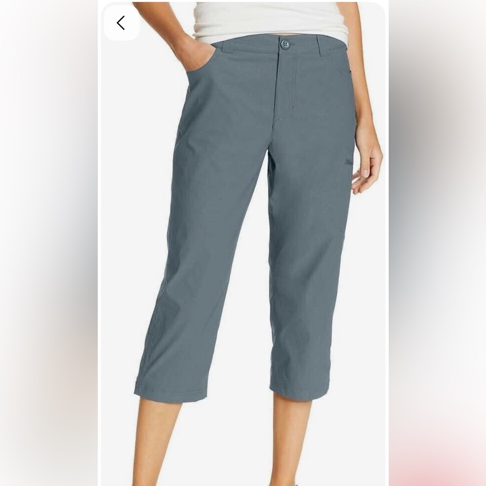 Eddie Bauer Women's Muted Teal blue Cargo Capri Cripped Hiking Pants w/ pockets
